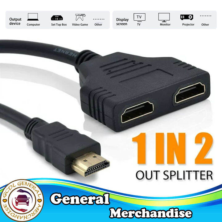 HDMI Splitter Adapter 1080P HDMI Male to Dual HDMI Female 1 to 2 Way ...