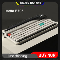 ใหม่ ACTTO B705ไร้สาย Bluetooth5.1คีย์บอร์ดเครื่องพิมพ์ดีด Gateron R คีย์บอร์ด hot-swap PC Access อุปกรณ์เสริมสำหรับสาวของขวัญ