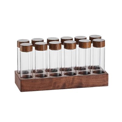 Coffee Bean Glass Storage Container Display Rack Walnut Coffee Tea Tube Bottle Tools Coffee Set Coffee Replacement Parts Accessories