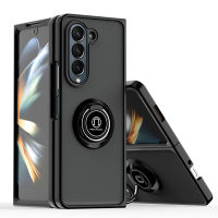 QVIZZ เคสโทรศัพท์ปลอกสำหรับ Samsung Galaxy Z Fold5 ZFold5กรอบแหวนแม่เหล็กในรถยนต์หรูหราเกราะโปร่งแสงขอบซิลิโคนนิ่มกันกระแทกฝาพับหลังแบบแข็ง