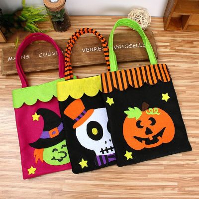Halloween Tote Bag Witch Black Cat Candy Bag Trick Or Treat Ghost Festival Parti Happy Helloween Day Decor For Kids Gift Bag Gift Wrapping  Bags