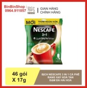 Cà phê rang xay hoà tan Nescafe 3in1 bịch 782g 46 gói 17g màu xanh - Nestle