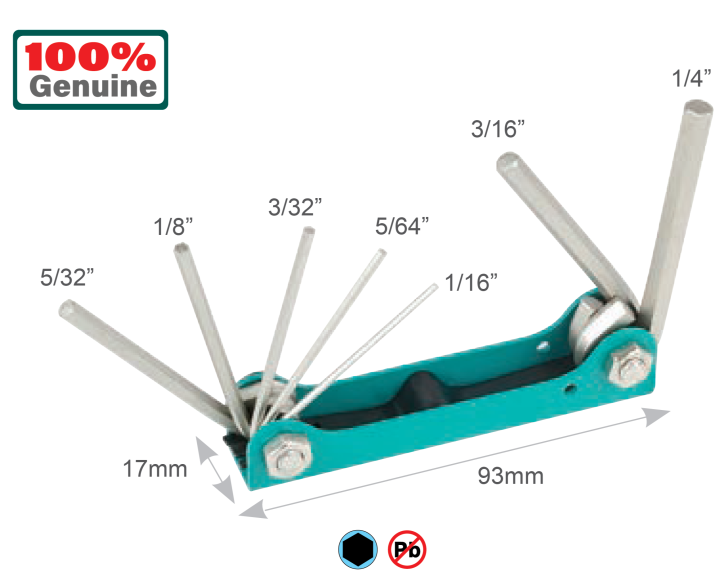 Pro'sKit 8PK021NA 7pcs Folding Hex Key Set Inch Lazada