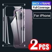 For iPhone 12 13 14 Pro Max Clear Front Back Border Screen Protector Full Protection Body Wrap Rim Protetcive Film For iPhone