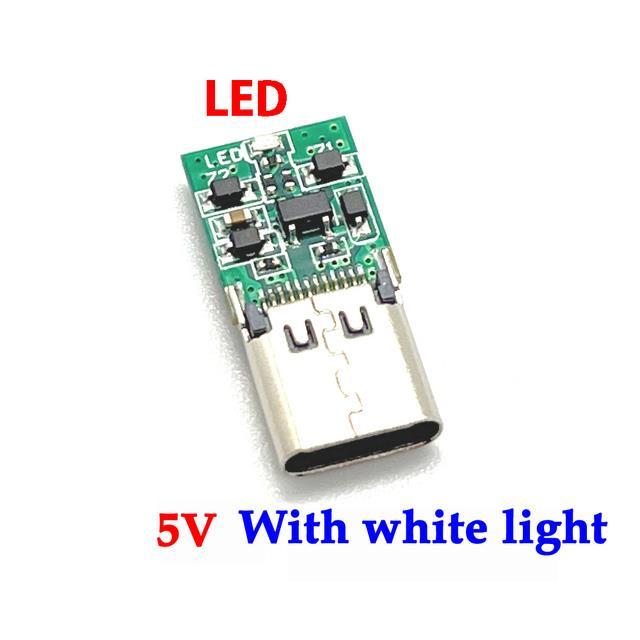 type-c-usb-24pin-female-plug-welding-connector-adapter-with-led-chip-green-blue-white-light-type-c-pd-9v-20v-charging-plugs