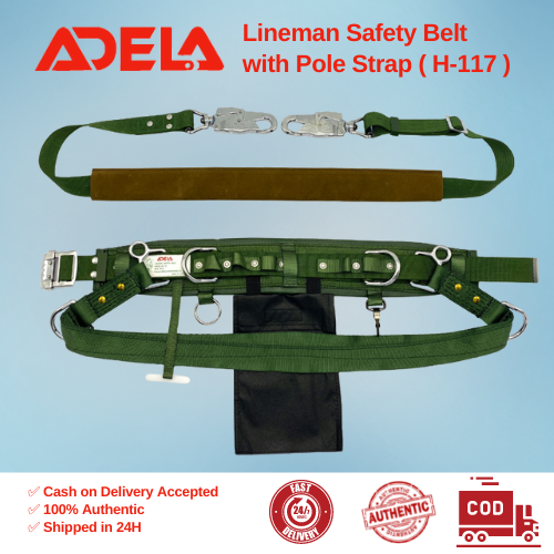 ADELA H117 Lineman Safety Harness Heavy Duty Belt with Pole Strap H117