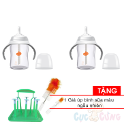 2 Bình đựng nước có ống hút cho bé uống nước Wesser 260ml + cọ rửa bình