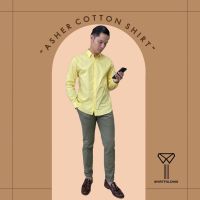 SHIRTFOLDING เสื้อเชิ้ตคอตตอน Asher Cotton แขนยาวคอปก สีเหลือง/เขียวมะนาว/เขียวเข้ม