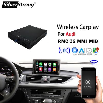 Carplay ไร้สาย A3 A1 A5รถออดี้,A7 A6 Q3 Q7 MMI 3G 2G RMC Retrofit เล่นมัลติมีเดียในรถยนต์ถอดรหัสระบบนำทางด้วย GPS ถอยหลังอัตโนมัติ
