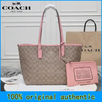Authentic Coach Small Tote Bag Purse ID L0817‑F13097 Mocha Tan Leather  Handles | eBay