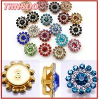 TIINSOO 10PCS 14mm DIY ก้นเหล็ก รูปดอกไม้ เครื่องประดับหมวก หินแก้วคริสตัล ตกแต่งเสื้อผ้า ปุ่ม Rhinestone