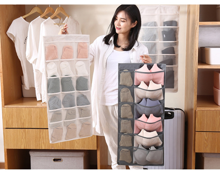 30 Pockets Double-Sided Space-Saving Clothes Organiser socks storage with Large and Deep Pockets for Small Wardrobe Eklead Hanging Storage Organiser 