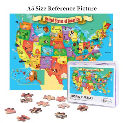 Explorer Kids - USA Map Wooden Jigsaw Puzzle 500 Pieces Educational Toy Painting Art Decor Decompression toys 500pcs