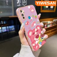 YIWESAN เคสสำหรับ Realme C3,C2s A1K OPPO เคสการ์ตูนหมีขอบสี่เหลี่ยมเคสมือถือดีไซน์ใหม่บางป้องกันเคสนิ่มกล้องฝาปิดเลนส์กันกระแทก