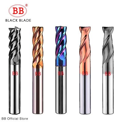 BB CNC Carbide Flat End Mill Tungsten Cutter 2 4 Flute Metal Steel Machining Tool Key Face Square Router Bit 6 8 12 Shank HRC55 Drills Drivers