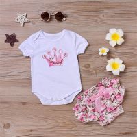 COD DSFERTEREERRE 2Pcs Summer Newborn Baby Girls Clothes Short Sleeve Floral Romper Outfits Pants