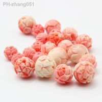 10pcs/lot 8mm 10mm 12mm Pink Coral Round Lotus Beads Fit Bracelet Necklace Loose Spacer Coral Beads For Jewelry Making DIY