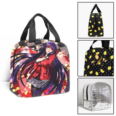 ☽✗✾ Fashion Anime Kakegurui Student Work Lunchbox Thermal insulation Food Lunch Bag 3D Printed Insulated Portable Handbags Ice Bags