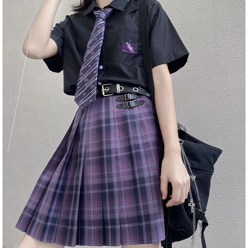 Jk xếp li váy đen ngắn và trung bình dài màu xám đại học gió Nhật Bản eo  thon là váy mỏng sinh viên mùa thu đông  Tàu Tốc Hành 