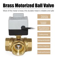 Brass Motorized Ball Valve With Manual Switch AC 220V 3-Wire Two Control Electric Actuator Internal Thread Spike Tools 3 Way