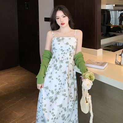 Tea garden green floral accept waist dress female senior pearl chic jing is colourful skirts in summer