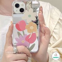 Fashion Flower Makeup Mirror Phone Case Compatible for IPhone 13 12 11 Pro Max X XS XR 8 7 Plus Anti-shatter Bumper Soft TPU Back Cover