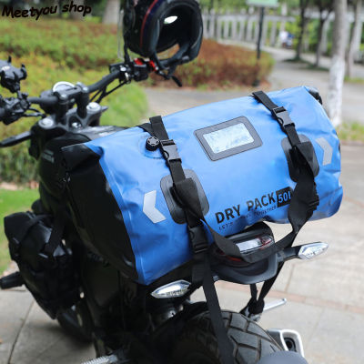 COD กระเป๋ากันน้ำรถจักรยานยนต์กันน้ำ50ลิตร500D พีวีซีสำหรับเดินป่าแคมปิ้งพายเรือขี่ตกปลา