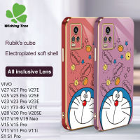 เคสโทรศัพท์ V27 V27E สำหรับ VIVO Pro V25E V25 Pro V23 Pro V23E V21 Y73 V21E V20 V20 Pro V17 V19 Neo Pro V15 Pro V11 Pro Pro V11i S1 Pro Y9S การ์ตูนโดราเอมอนน่ารักเคสโทรศัพท์แฟชันเคสโทรศัพท์ TPU นุ่มโลหะด้วยไฟฟ้าแฟชัน