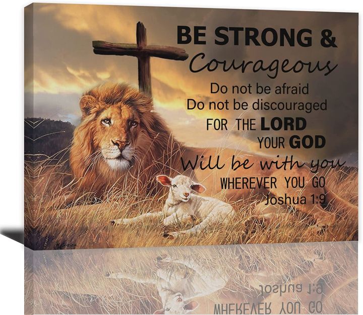 Lion And Lamb Wall Art Christian Lion Of Judah Wall Decor God Bible Quotes Religious  Painting Pictures Canvas Prints Modern Artwork for Home Living Room Bedroom  Bathroom Lazada