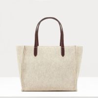 ?[100  Original] ? vivienne Queen Mother of the West Autumn and Winter Gilt Large Saturn Woolen Tote Bag Large Capacity Design Textured Canvas Bag