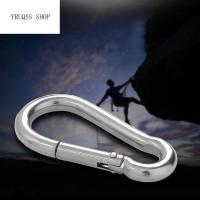 YRUQYS แหวนล็อกปีนเขา4/5/6ซม. 5ชิ้น/เซ็ต304 M4สแตนเลส/M5/M6ตะขอปีนเขา Carabiner สปริงห่วงนิรภัยสำหรับปีนเขา