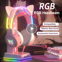 RGB Light Gamer Headset Cat Ear Gaming Headphones With Microphone HD Noise Reduction Over-ear Head Beam For PC Computer Laptop