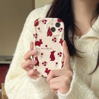 เคสโทรศัพท์ตลกลายกระต่ายแบบเรียบง่ายสำหรับ Iphone 13Pro XR XS XSMAX 7 8 Plus 11 12 13 14 Pro Max 12Mini เคส11Pro น่ารัก Fundas