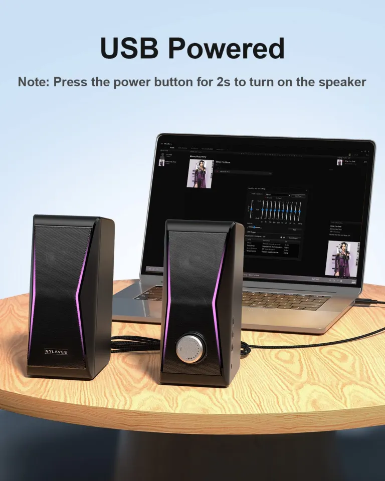 Nylavee Computer Speakers, Dynamic RGB PC Speakers, Bluetooth 5.0