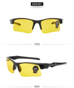  Night Driving Riding Padded Motorcycle Glasses 011 Black Frame  with Yellow Lenses (Black - High Definition Lens) : Automotive