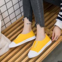 เหยียบฤดูใบไม้ผลิ ulzzang รองเท้าผ้าใบรองเท้าผ้านักเรียนรองเท้าสีขาวสไตล์เกาหลีแมตช์ง่ายรุ่นใหม่ฮาราจูกุ 2023 ผู้หญิง