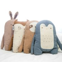 【CW】Linen Stuffed Sloth Owl Penguin Rabbit Bunny Baby Pillow Newborn Soothing Sleeping Cushion Dolls Kids Comforter Plush Toys Gift