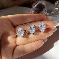 [COD] Versas new product earrings bright imitation Moissanite high carbon 2-piece set light luxury high-end sense versatile goddess ring