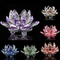 80mm Quartz Crystals Lotus Flower Crafts Glass Fengshui Ornaments Figurines Healing Crystals Home Party Buddha Front Lamp Decor