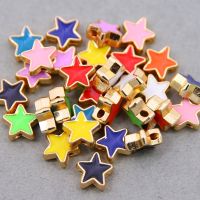 【YF】∋  10Pcs/lot 10mm Inside Hole Star shape Alloy colored Loose Spacer Beads Jewelry Making Findings