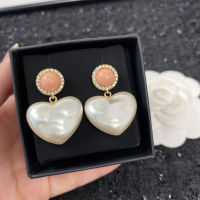 Brand Fashion Drop Heart Resin Jewelry Gold Color Big Pearls Earrings Luxury Tassel Pearls Design Wedding Party Top Earrings