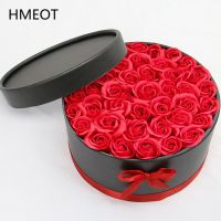Round Hug Bucket Paper Box With Soap Flower Set Valentines Day Gift Storage Box Wedding Party Gift Home Decoration Dropshipping
