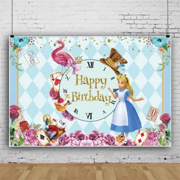 Alice In Wonderland Party Decorations Set Latex Balloons Banners Cake  Topper Girls Birthday Alice Tea Happy