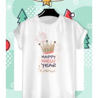 【New】เสื้อยืดลายเสื้อลายปีใหม่ Merry Christmas &amp; Happy New Year 2022 ผ้า TK ใส่สบาย สีสันสดใส ใส่สบาย ไม่ยืดไม่ย้วย