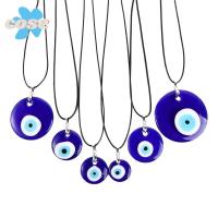 COSE Evil Eye แฟชั่นสำหรับผู้หญิง กลมกลมๆ 25/30/40/60มม. เชือกคล้องคอ นำโชคดี ของขวัญเครื่องประดับอัญมณี โซ่กระดูกไหปลาร้า สร้อยคอคู่คู่ ปาร์ตี้งานปาร์ตี้ สร้อยคอสำหรับผู้หญิง จี้ตาสีฟ้า โชคเกอร์ สร้อยใส่เครื่องราง