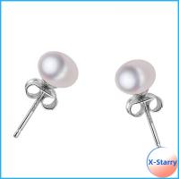 เครื่องประดับ X-STARRY หูที่สง่างามสีขาวผู้หญิงเงินชุบไข่มุกต่างหูหมุด