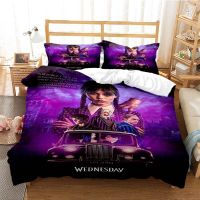 ◎☍△ Wednesday Addams Fashion Digital Printing Bedding Set Duvet Cover Comforter Bed Single Twin Full Queen Youth Kids Girl Boys Gift