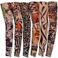 2PCS Outdoor Cycling Sleeves Tattoo Printed Armwarmer UV Protection MTB Bike Bicycle Sleeves Arm Protection Ridding Sleeves Sleeves