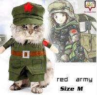 ชุดทหารแดง (Red Army) ชุดน้าเช ชุดแฟนซี สำหรับแมว ไซส์ M