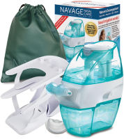 Navage Nasal Irrigation Essentials Bundle: Navage Nose Cleaner, 20 SaltPods, Triple-Tier Countertop Caddy, Plus 10 Bonus SaltPods and Hunter Green Travel Bag